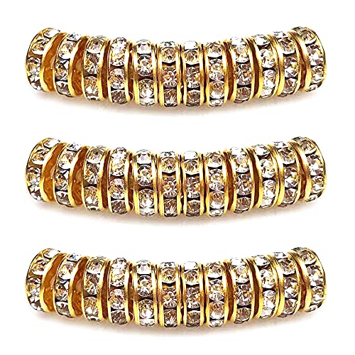MJDCB Rondelle Spacer Beads Round Crystal Czech Rhinestone for Bracelets Necklaces Jewelry Making Accessories (Golden/White,4mm/100pcs) - color: Golden/White, size: 4mm/100pcs