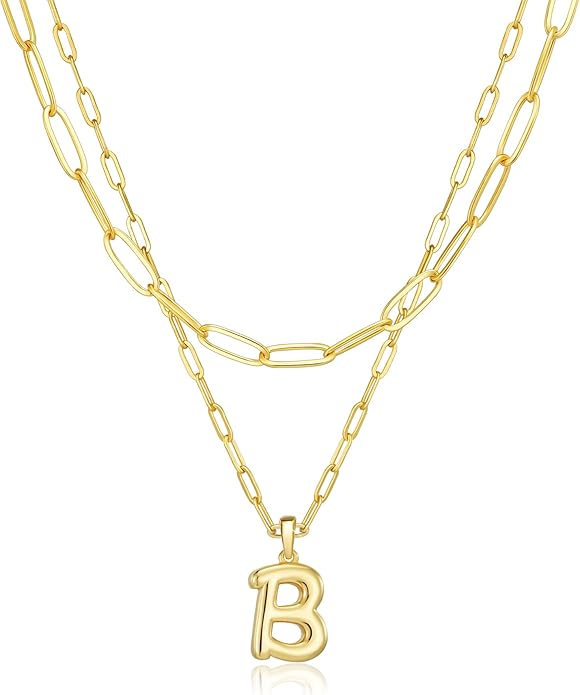 adoyi Valentines Day Gifts for Women Hers Dainty 14K Gold Plated Heart Initial Necklaces Layered Letter A-Z Pendant Necklace Stack Trendy Jewelry Birthday Valentines Day Gifts for Women Jewelry