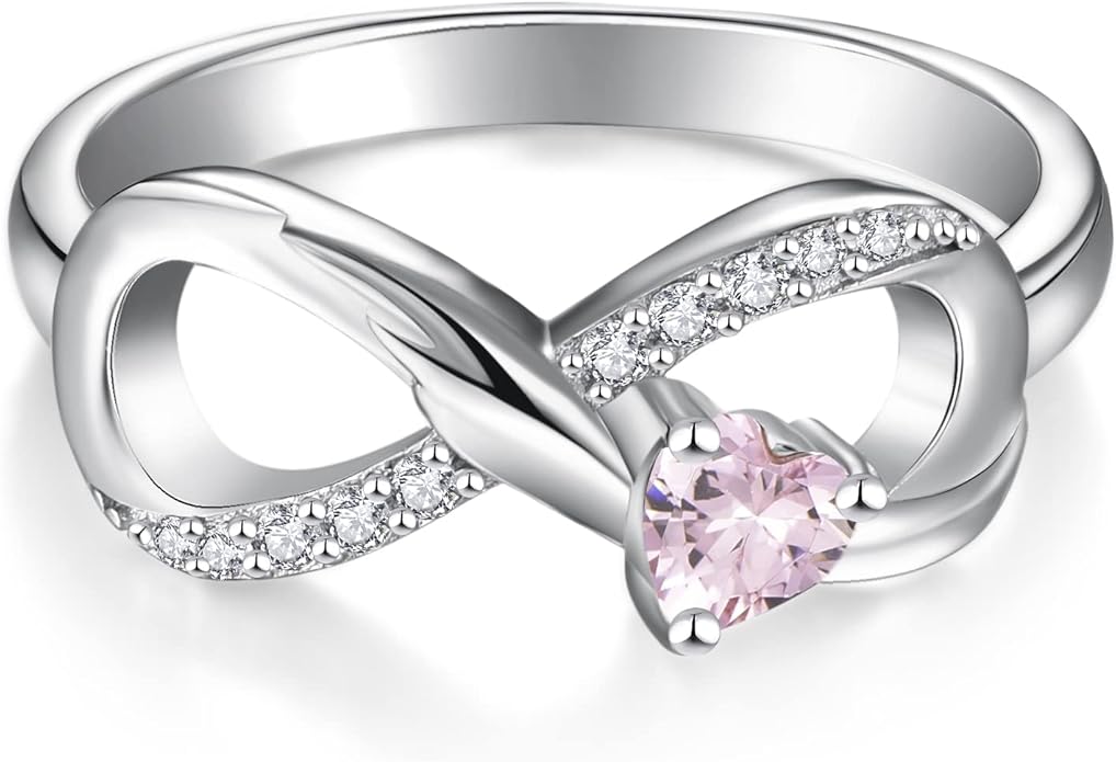 STARCHENIE Infinity Promise Ring 925 Sterling Silver Angel Wings Heart Ring for Women Size 5-10