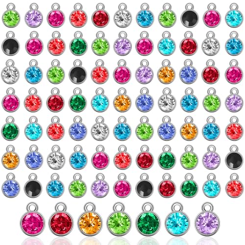 Hicarer 72 Pcs Crystal Birthstone Charms DIY Beads Pendant Crystal Charm for Jewelry Necklace Bracelet Earring Making, 7 mm - color: Dark Colors