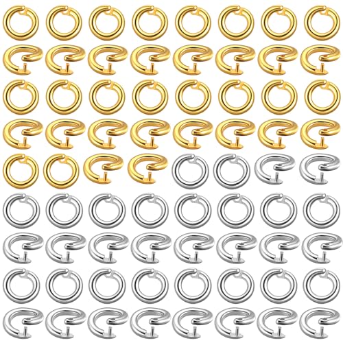 Molain 60Pcs Locking Jump Rings, OD 7.5mm ID 5mm Open End Connector Rings Split Jump Ring Open O Ring for DIY Crafts Jewelry Making Necklaces Bracelets Charms