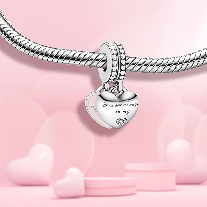 Family Mom Heart Charms 925 Sterling Silver Bead for Bracelets and Necklaces For Women Jewelry Present
