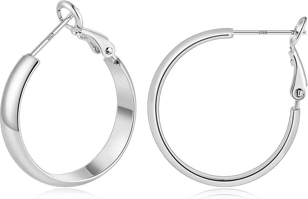 Gacimy 14K Gold Plated Hoop Earrings for Women, 14k Real Gold Plated with 925 Sterling Silver Post, Hypoallergenic Lightweight Thick Hoops Earrings for Women Trendy