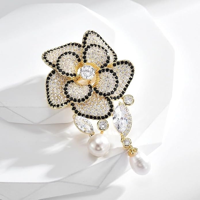 Flower Brooch for Women Rhinestone Flower Brooch Pins Floral Brooches Jewelry Gift for Mom Wife