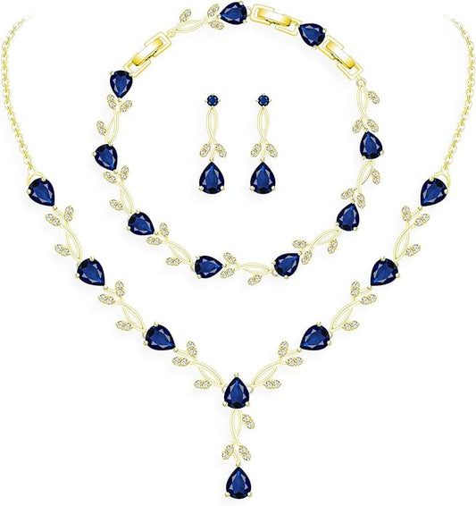 GZWHD Wedding Jewelry Sets for Bride Bridesmaid Women Cubic Zirconia Necklace Earrings Bracelet Set Gift for Mother Friend Wife Daughter Sister Party Prom Jewelry