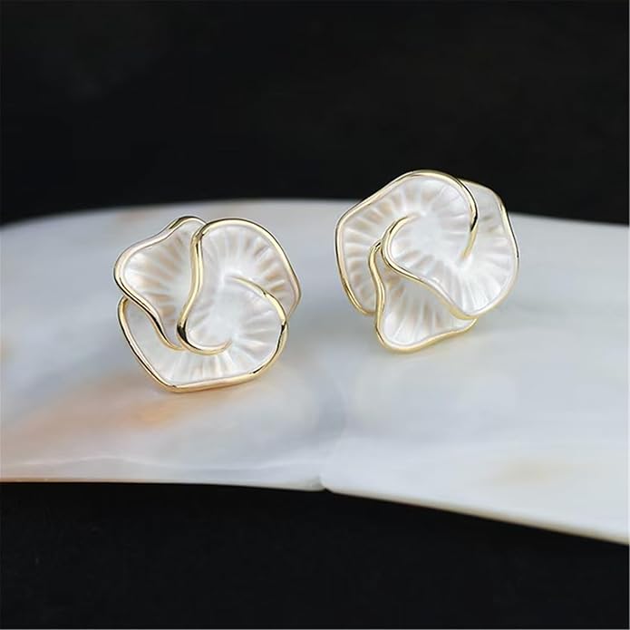 Gold Flower Statement Earrings for Women, Large Chunky Bohomian Summer Beach Floral Earring, Irregular Bold Exaggerated Earrings