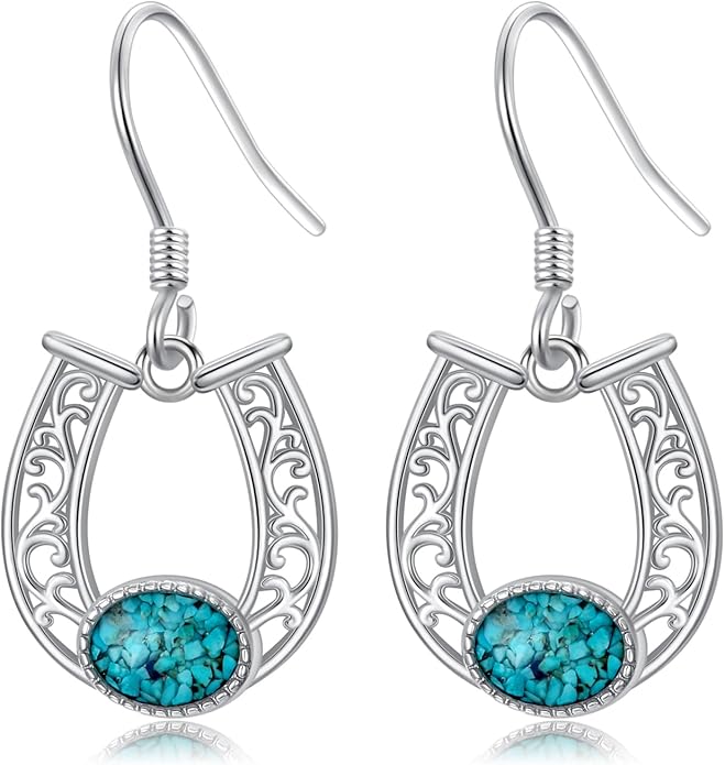 Western Earrings for Women 925 Sterling Silver Turquoise Western Country Dangle Drop Earrings Country Jewelry Gifts for Cowgirl Cowboy