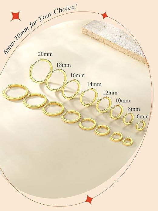 FaithHeart Sterling Silver Hoop Earrings for Women, Hypoallergenic Huggie Hoop Earrings Lightweight Small Cartilage Earrings Hoop Earring Dainty Everyday Earrings 6/8/10/12/14/15/16/18/20mm