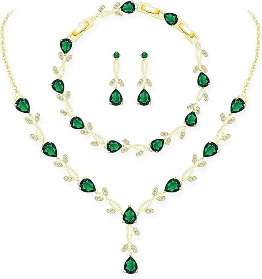 GZWHD Wedding Jewelry Sets for Bride Bridesmaid Women Cubic Zirconia Necklace Earrings Bracelet Set Gift for Mother Friend Wife Daughter Sister Party Prom Jewelry