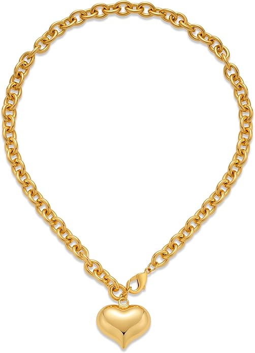 18k Gold Chunky Cross Necklace for Women Hammered Cross Choker Necklaces Bold Statement Necklace Trendy Jewelry