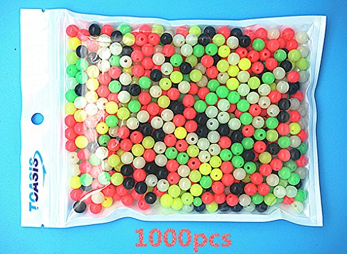 Toasis 1000pcs Colorful Luminous Glow Fishing Beads - size: 6mm
