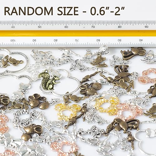stino 100g Metal Pendant Charms for Jewelry Making, Bulk Silver & Gold Plated Charms for Braclet Necklace Crafts, Animal Plant Flower Pet and so on - color: Mouse Silver & Gold