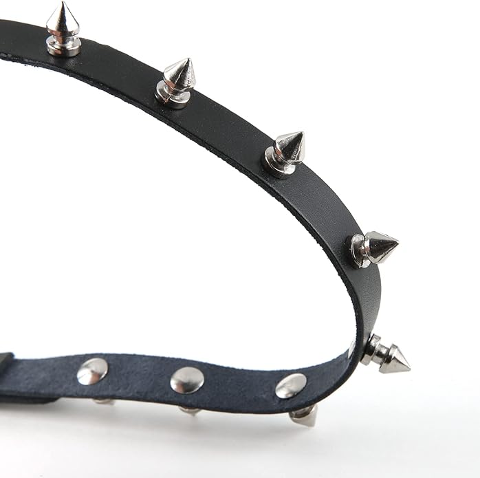 HZMAN Fashion Women Men Cool Punk Goth Metal Spike Studded Link Leather Collar Choker Necklace