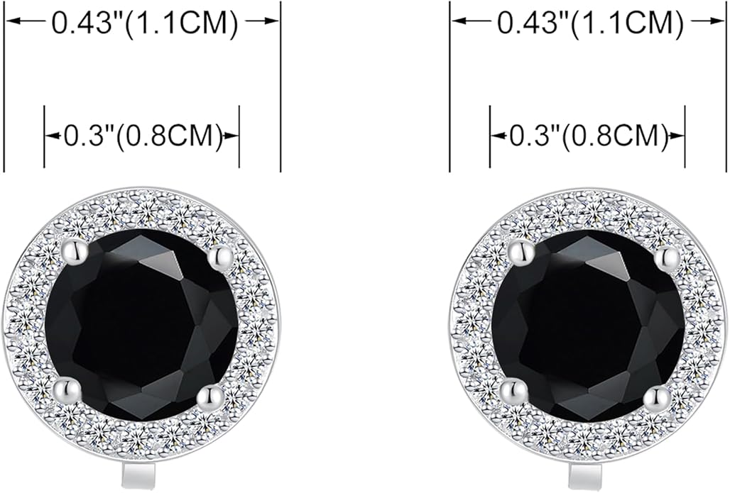 YOQUCOL 8MM Cubic Zirconia Crystal Clip On Stud Earrings Round Non Pierced Earrings for Women