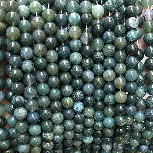 45pcs 8mm Moss Agate Beads Natural Gemstone Beads Round Loose Beads for Jewelry Making - color: Moss Agate, size: 8mm
