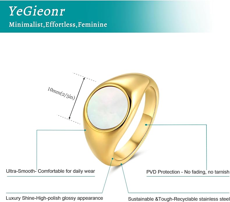 YeGieonr Gold Rings for Women Trendy Non Tarnish Chunky Gold Plated Ring, Waterproof Stainless Steel Gold Jewelry Gift