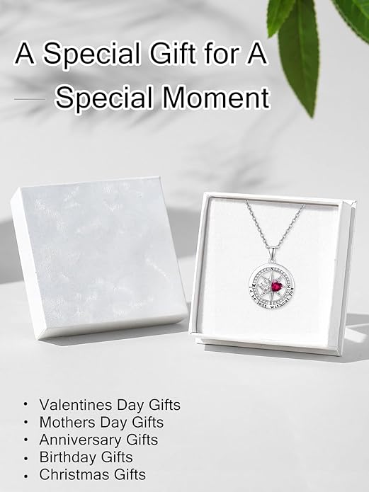 Compass Necklace for Women, Exquisite S925 Valentines Day Anniversary Birthday Gifts for Wife Her Double Birthstone Pendant Jewelry ‘I'd be Lost Without You’