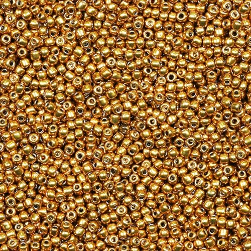 Golden Seed Beads 200 Grams About 6500pcs, 3mm 8/0 Glass Craft Beads for Making Earrings, Bracelets, Pendants, Waist Jewelry,DIY Handmade Seed Beads (Golden) - color: Golden, size: 3mm