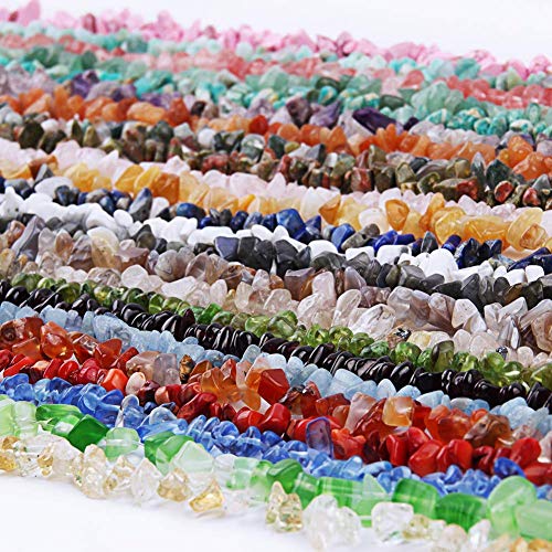 Natural Gemstone Beads Irregular Chips Stone Bead 5-8mm About 450pcs Crystal Loose Rocks Beads for Bracelet Necklace Jewelry Making (Multi)
