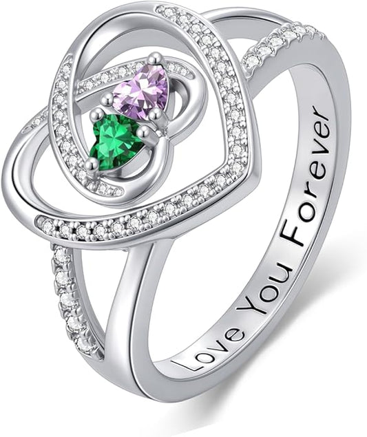 Valentine's Day Gifts for Women Birthstone Rings for Women Heart Statemet Engagement Eternity Wedding Promise Rings Jewelry Anniversary Christmas Valentine Mothers Day Birthday Gifts for Wife Her Girlfriend