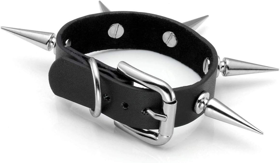 Eigso Vintage Punk Goth Studded Rivet Pu Leather Collar Choker Necklace with Spikes Adjustable