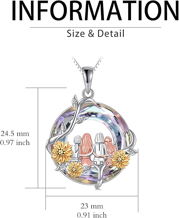 TOUPOP Sisters Gifts from Sister Necklace Sterling Silver Rose Flower with Crystal Jewelry Valentines Day Birthday Gifts for Women Best Friend Friendship