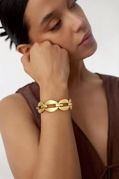 Chunky Gold Stretch Bracelet for Women Adjustable Elastic Chain Bracelet Bold Statement Bracelet Trendy Jewelry