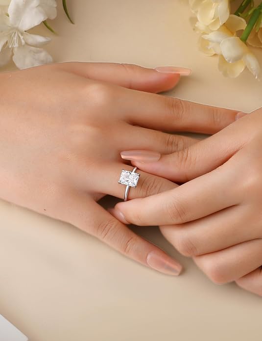 Elspeth 925 Sterling Silver Engagement Ring for Women Oval/Radiant/Pear/Princess/RoundCut Cubic Zirconia Promise Ring Size 4-10