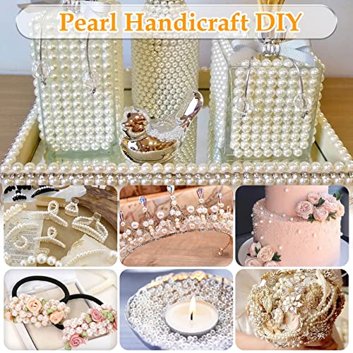 anezus Pearl Beads for Craft, 1000pcs Ivory Faux Fake Pearls, 6 mm Small Sew on Pearl Beads with Holes for Jewelry Making, Bracelets, Necklaces, Hairs, Crafts, Decoration and Vase Filler - size: 6 Mm