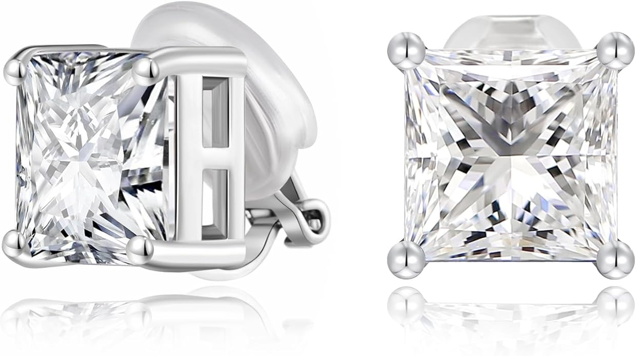 FAMARINE CZ Clip on Earrings for Women Clip Earring Non-pierced Earrings