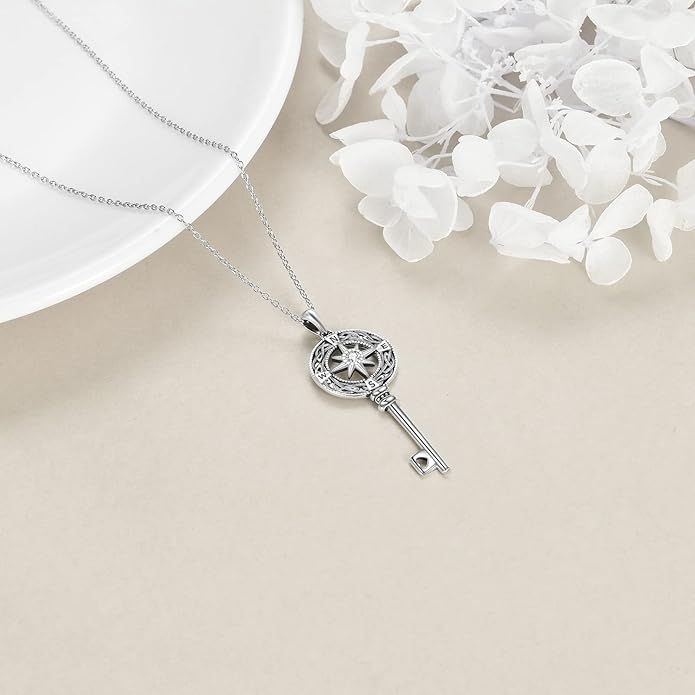 Compass Necklace Sterling Silver Celtic Knot Necklace Graduation Friendship Talisman Travel Necklace Inspirational Graduation Gift Jewelry Gifts for Women Girls