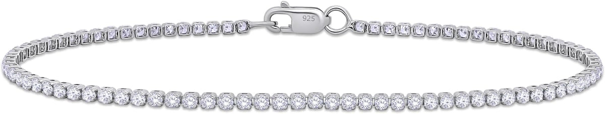 Tennis Bracelet for Women 1.10 to 1.30 Carat (ctw) Round Lab Grown Diamond Single Row Stacking Dainty Bracelets for Brides In 10K Solid Gold Or 925 Sterling Silver Jewelry Size-6.5 to 7.5 Inch