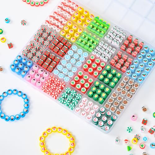 richginker 600pcs Polymer Clay Beads Friendship Bracelet Making kit Cute Fun Charms Beads for Bracelet Making DIY Arts Crafts Birthday Gifts Toys for Kids Girls Age 4-13 Christmas - color: 4#Christmas