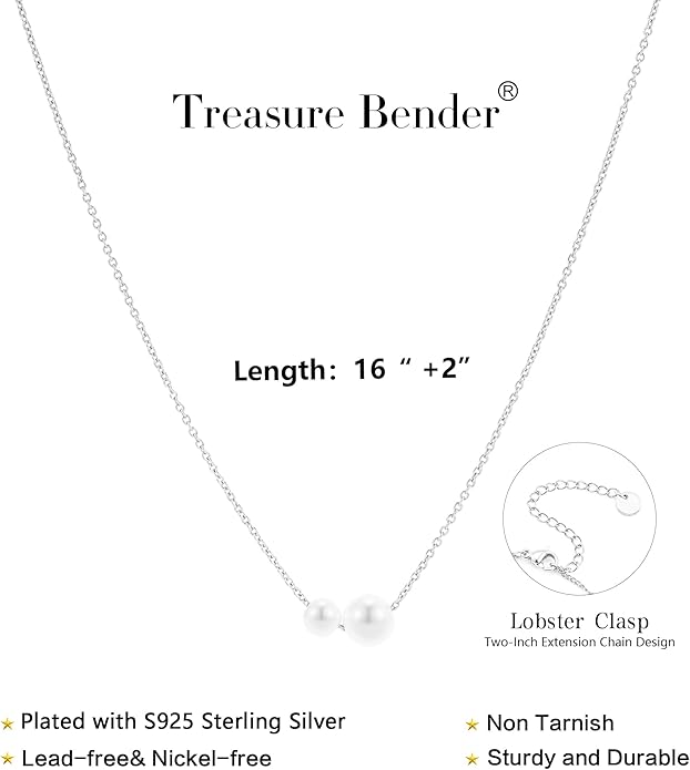 Pearl Necklaces for Women Trendy, 14k Gold Plated Dainty Necklace Simple Pearl Drop Single Charm Pendant Necklace Birthday Wedding Gifts Gold Jewelry for Women