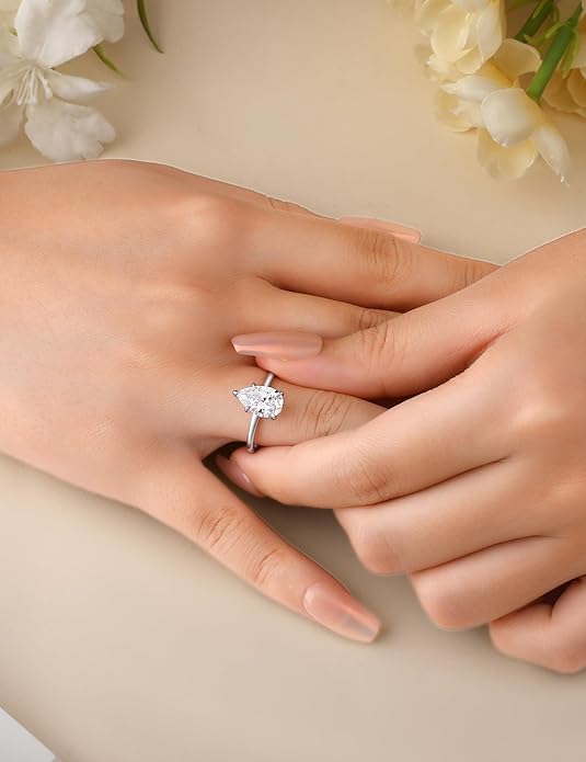 Elspeth 925 Sterling Silver Engagement Ring for Women Oval/Radiant/Pear/Princess/RoundCut Cubic Zirconia Promise Ring Size 4-10
