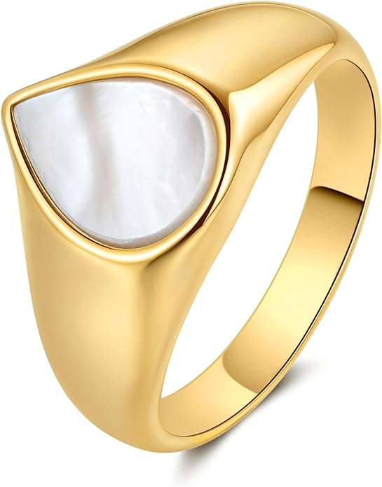 YeGieonr Gold Rings for Women Trendy Non Tarnish Chunky Gold Plated Ring, Waterproof Stainless Steel Gold Jewelry Gift