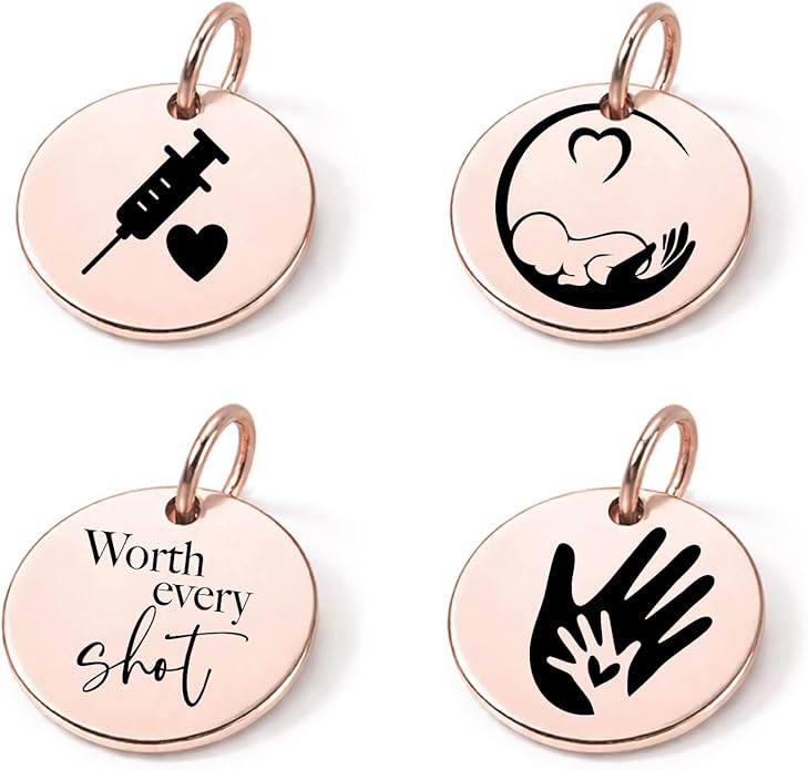 SM Design Pregnancy & New Baby Charm Set – Set of 4 Meaningful Stainless Steel Charms – Great for Crafting, Making Bracelets and Necklaces - Meaningful Keepsake Charms for Expecting & New Moms