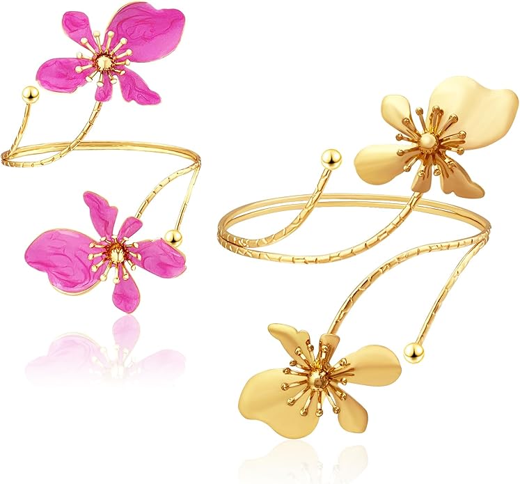 KOLODOGO Arm Cuff Jewelry for Women Upper ArmBand Cuff Bracelet Adjustable Flower Cuff Jewelry Gift for Women