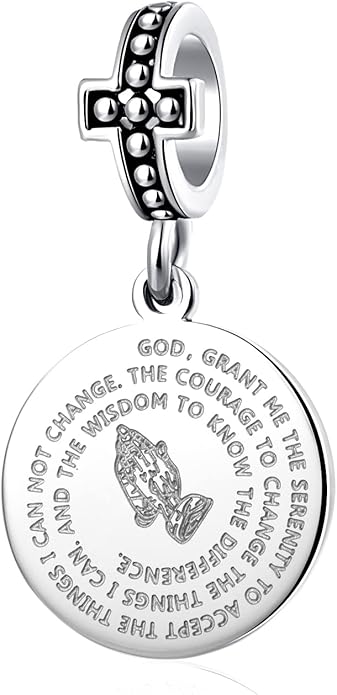Christian Circle Praying Hand Bible Verse Dangle Charm for Pandora Bracelet