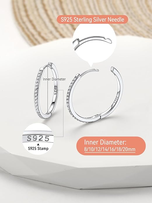 FaithHeart Sterling Silver Hoop Earrings for Women, Hypoallergenic Huggie Hoop Earrings Lightweight Small Cartilage Earrings Hoop Earring Dainty Everyday Earrings 6/8/10/12/14/15/16/18/20mm