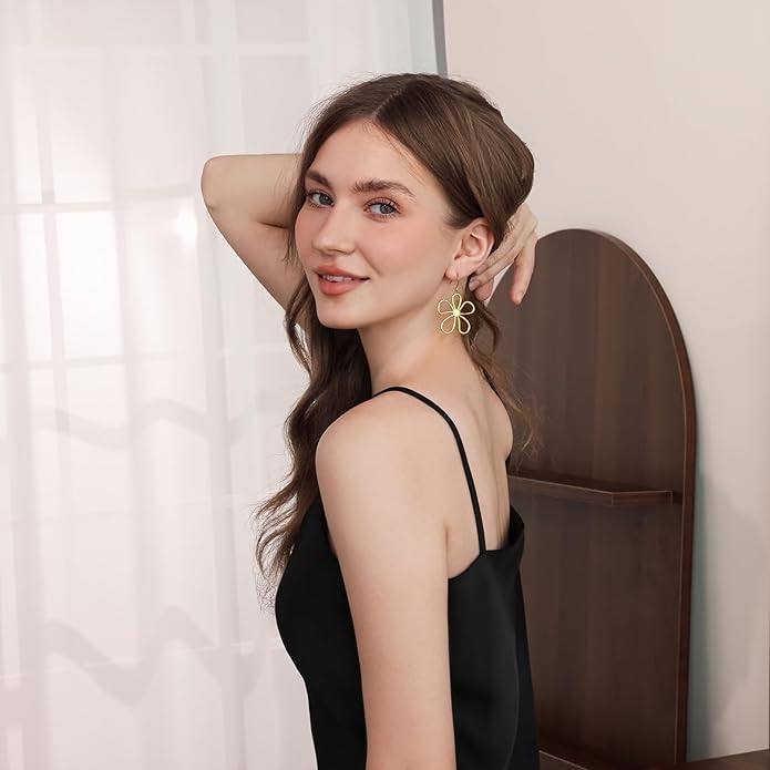Gold Flower Statement Earrings for Women, Large Chunky Bohomian Summer Beach Floral Earring, Irregular Bold Exaggerated Earrings