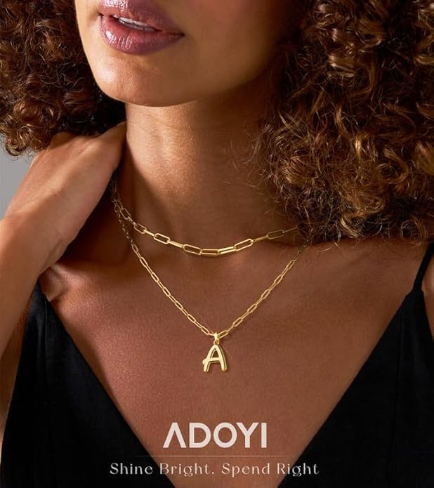 adoyi Valentines Day Gifts for Women Hers Dainty 14K Gold Plated Heart Initial Necklaces Layered Letter A-Z Pendant Necklace Stack Trendy Jewelry Birthday Valentines Day Gifts for Women Jewelry