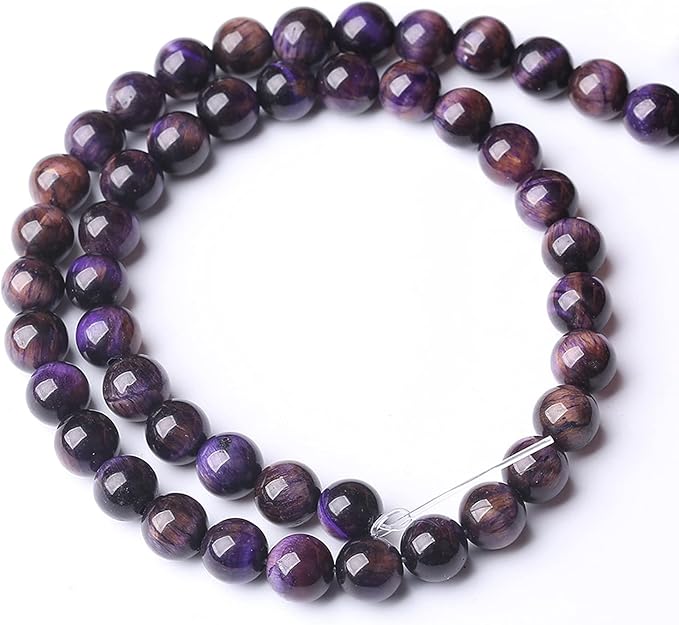 Natural Purple Tiger Eye Beads Round Loose Stone Beads Energy Gemstone Healing Power for Jewelry Making 1 Strand 10mm 38pcs