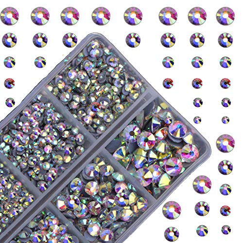 4000pcs Hot Fix Round Crystals Gems Glass Stones Hotfix Flat Back Rhinestones (Crystal AB) - color: Crystal AB, size: 4000 Count (Pack of 1)