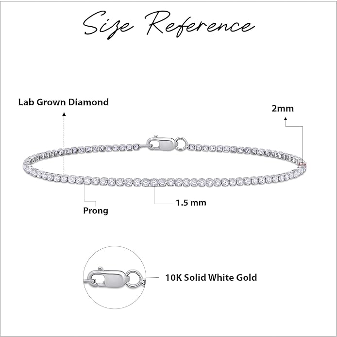 Tennis Bracelet for Women 1.10 to 1.30 Carat (ctw) Round Lab Grown Diamond Single Row Stacking Dainty Bracelets for Brides In 10K Solid Gold Or 925 Sterling Silver Jewelry Size-6.5 to 7.5 Inch