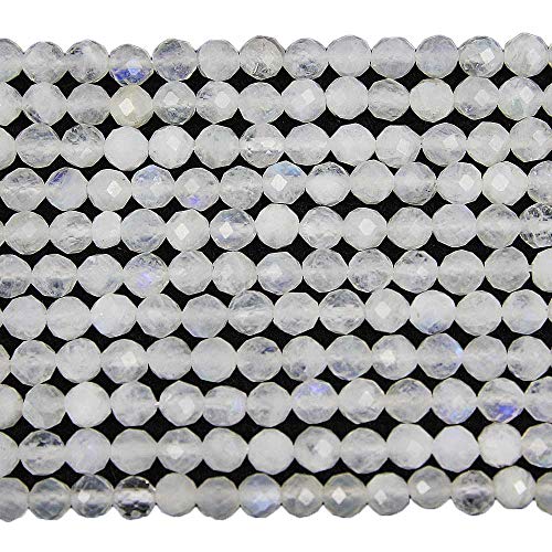 MJDCB 3mm Faceted Natural Blue Moonstone Round Loose Beads for Jewelry Making DIY Bracelet Necklace - color: Blue Moonstone
