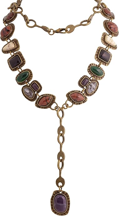 MINACHI Bohemian Created Turquoise Beaded Y-Necklace, Turquoise-toned Multi-shaped Pendant, Dainty Elegant Jewelry for Women