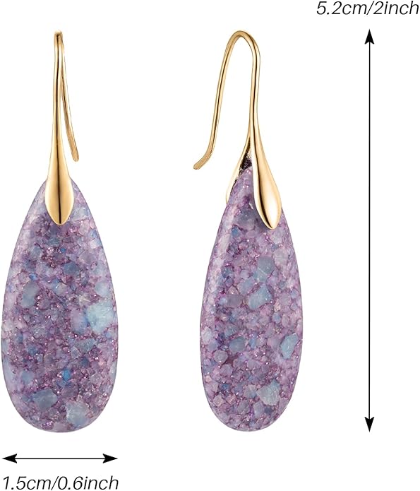 SELOVO Stone Fishhook Dangle Drop Earrings Statement Earrings for Women Stone