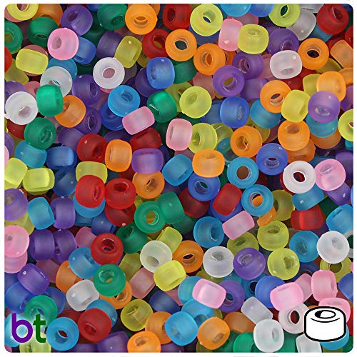 BeadTin Frosted Multi 6.5mm Mini Barrel Pony Beads (1000pcs)