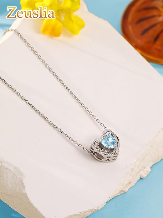 Heart Birthstone Charms for Bracelets, 925 Sterling Silver Women Bead Charms for Charm Bracelets Necklace, Mother's Day Birthday Anniversary Jewelry Gifts for Wife Mom Grandma Daughter
